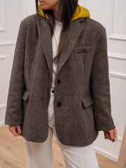 Giacca cappotto cappuccio senape in misto lana - Vicolo