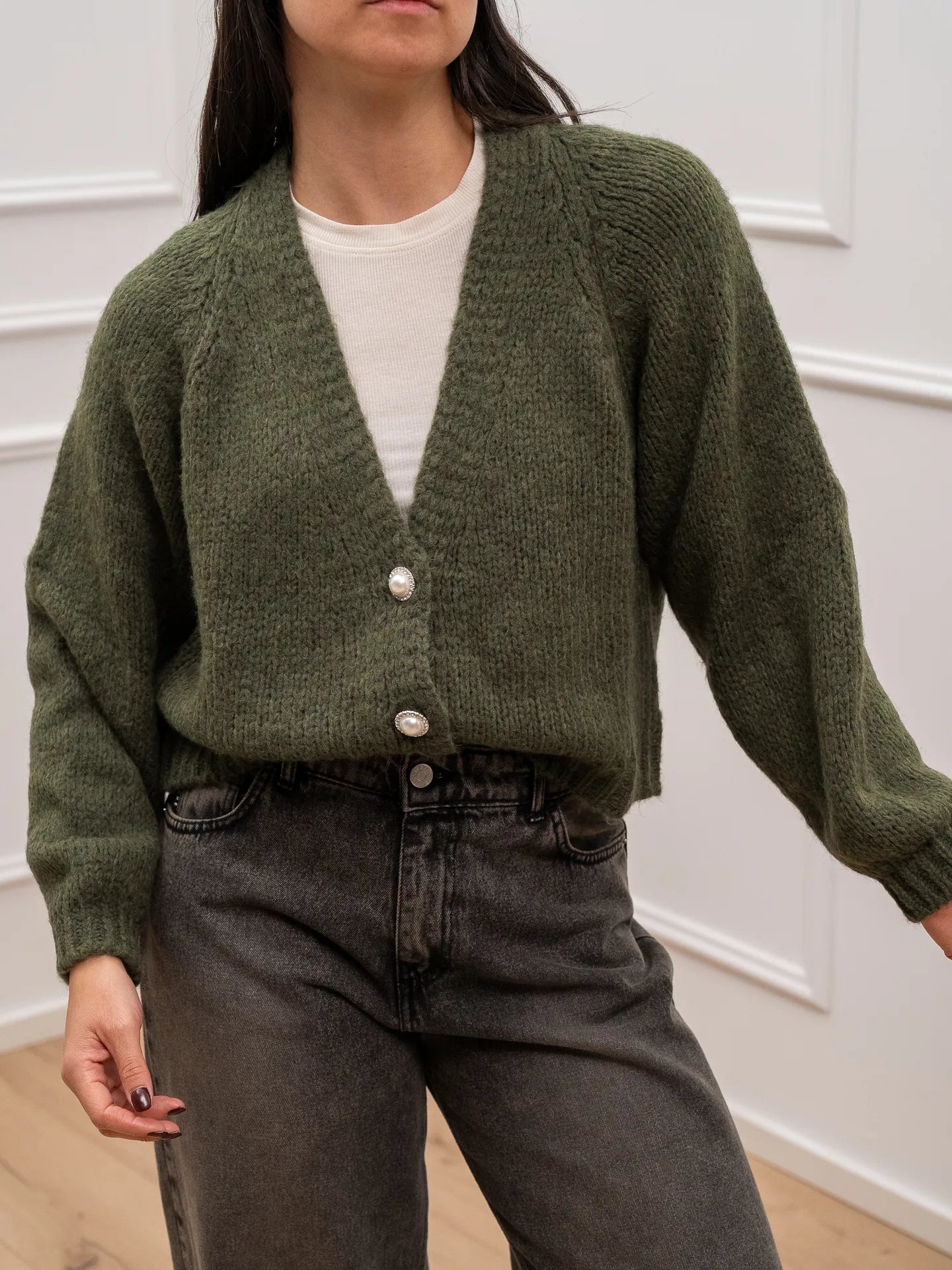 Cardigan militare tre bottoni gioiello - HaveOne