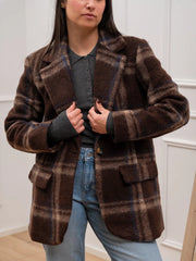 Giacca cappotto check moro e blu - HaveOne