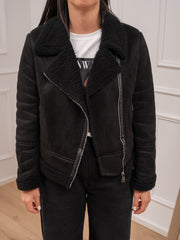 Montone scamosciato nero fit corto - HaveOne