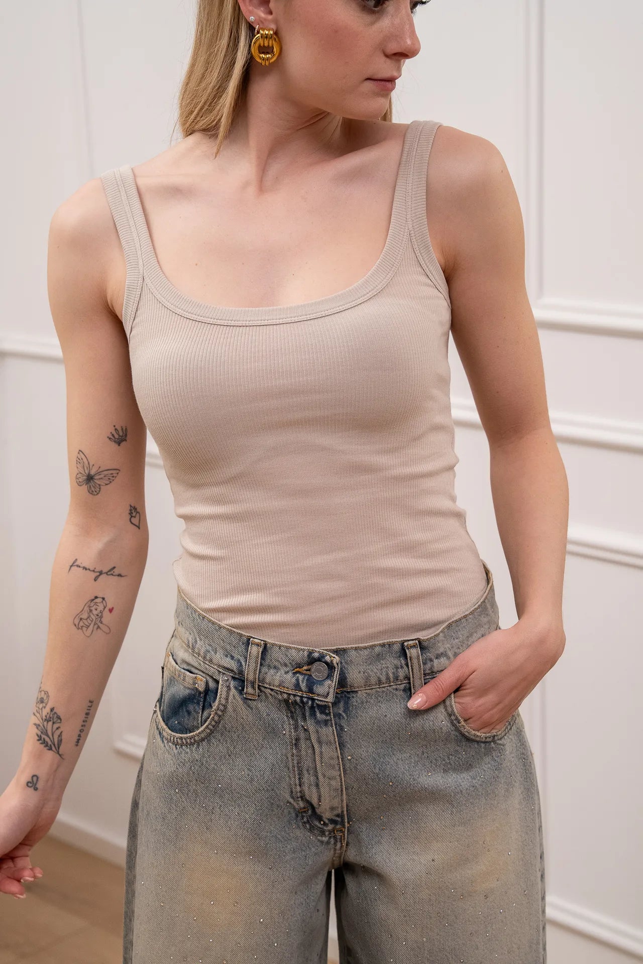 Body basic a costine beige - Vicolo