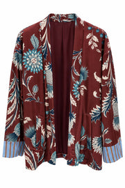 Kimono Ciniglia Floreale Bordeaux - HaveOne
