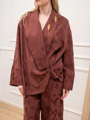 Giacca giappo kimono jacquard ruggine - Philia Loft