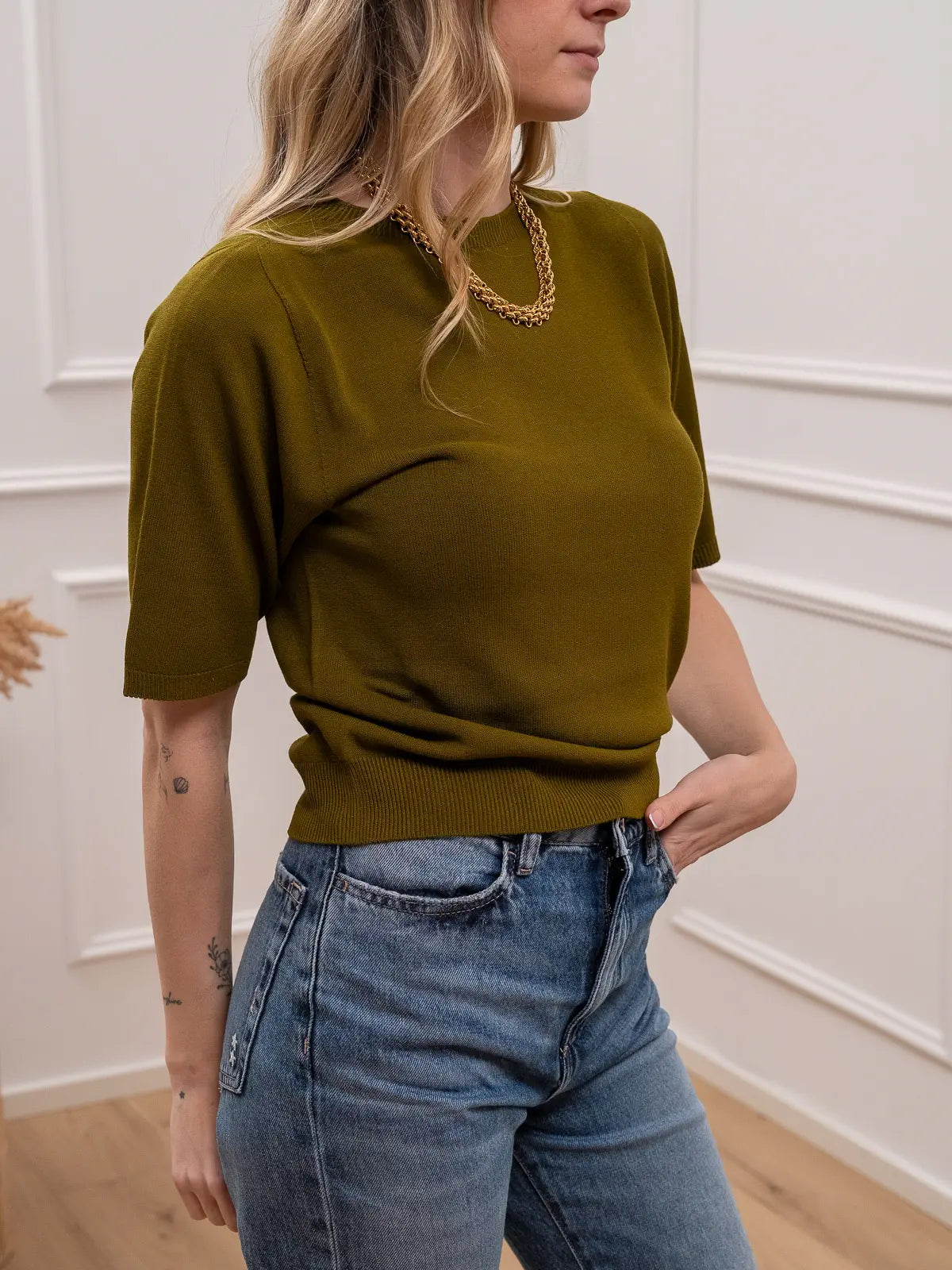 Maglia girocollo olio mezza manica - Kontatto