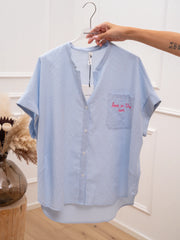 Camicia gessata celeste "Love in the Sun" - Tensione In
