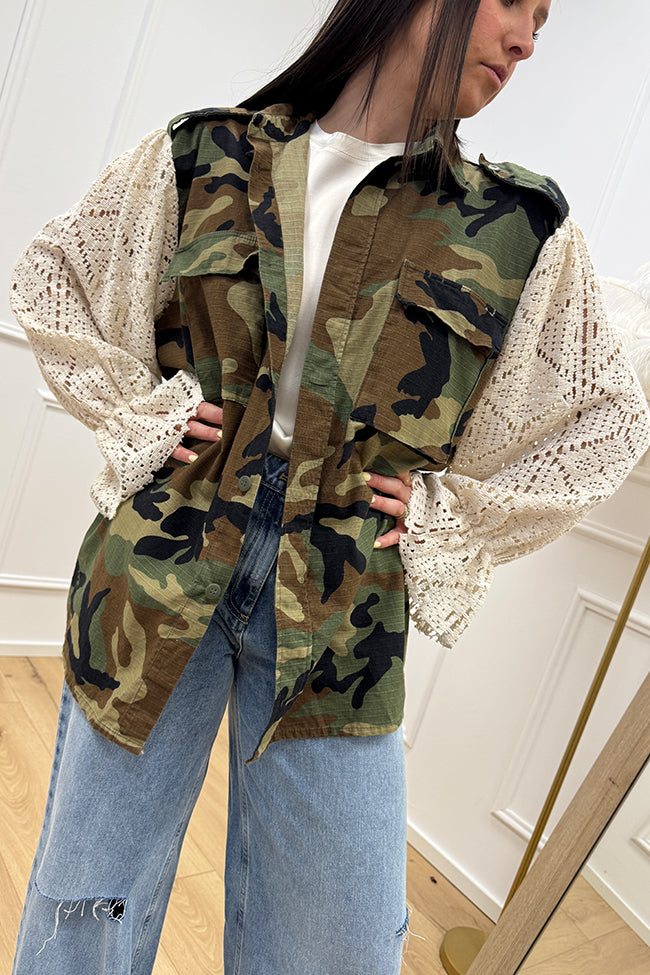 Giacca sahariana vintage maniche in maglia - HaveOne