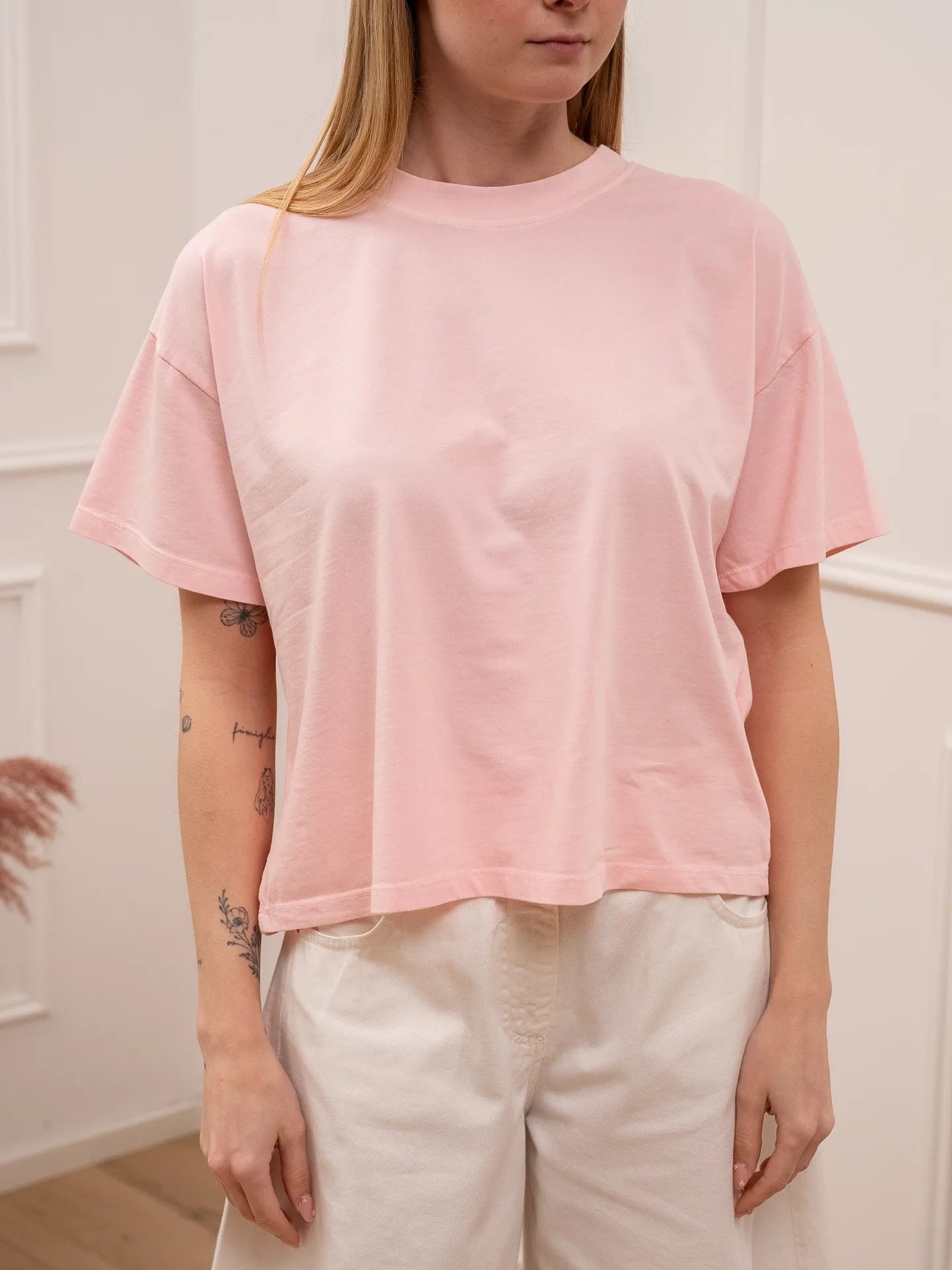 T shirt a scatoletta rosa mezza manica - HaveOne