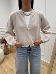 Cardigan misto angora burro con spalle imbottite - Dixie