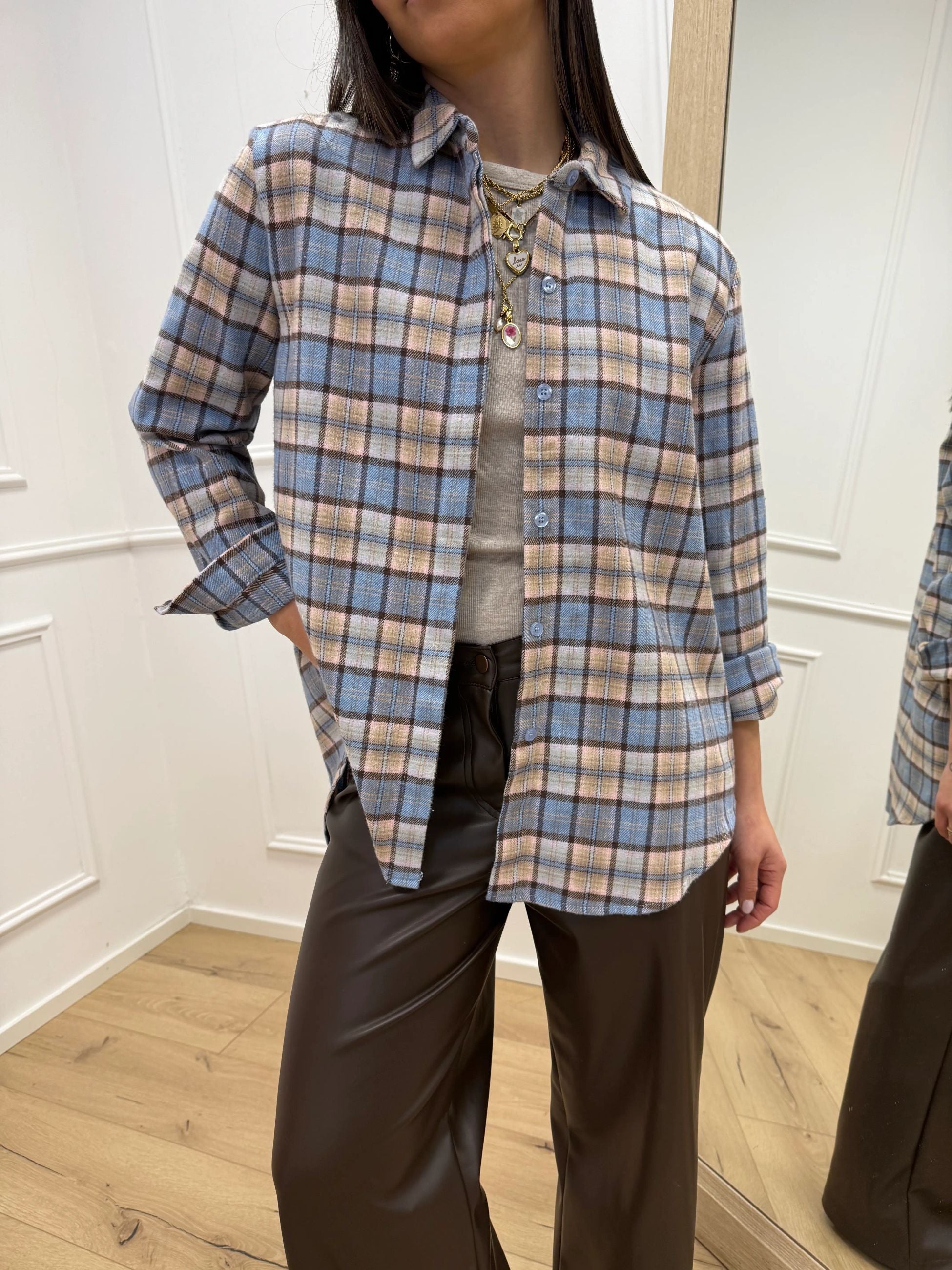 Camicia quadri moro e celeste - HaveOne