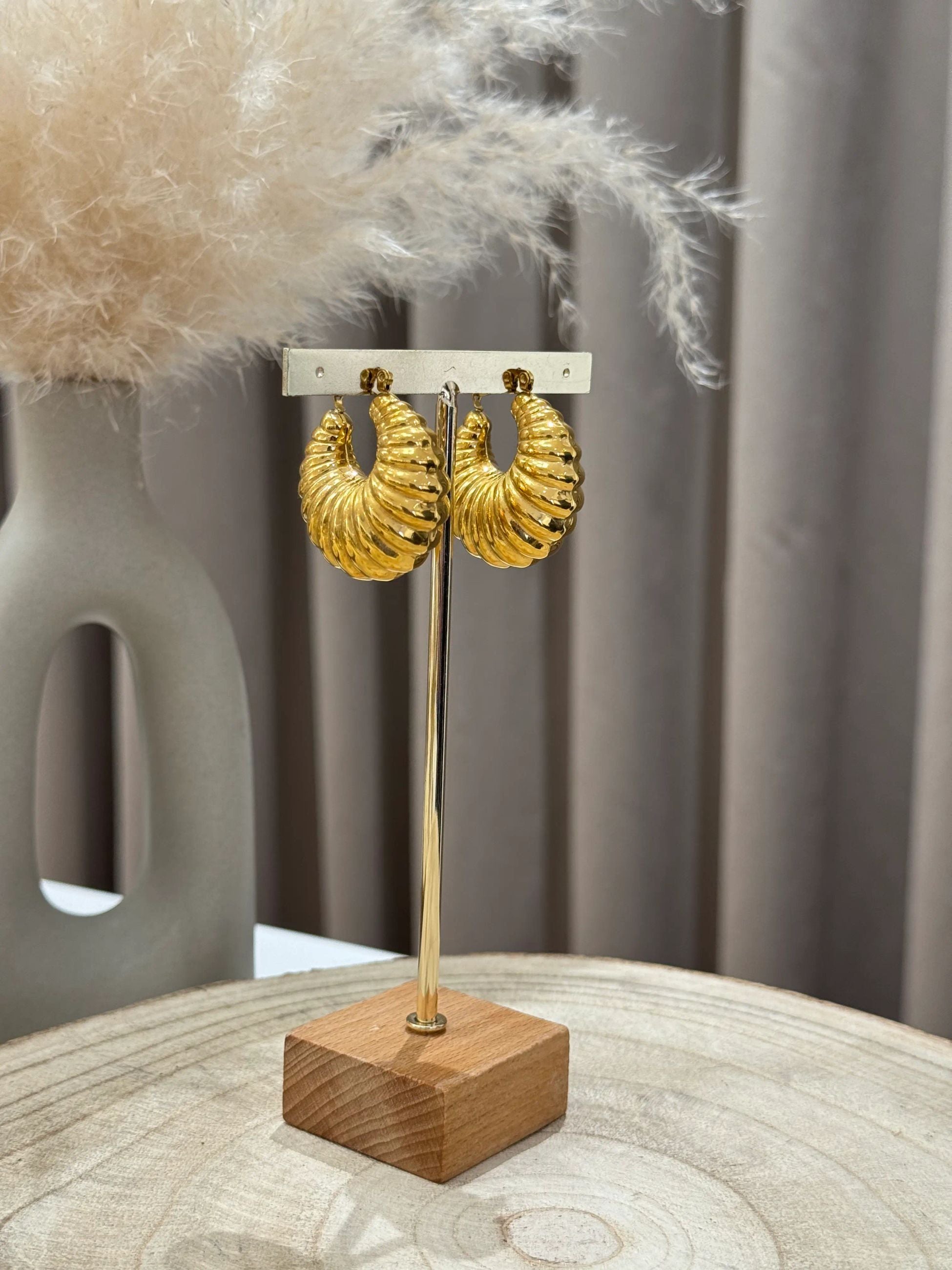 Orecchini balloon rigati oro - Calibro Shop