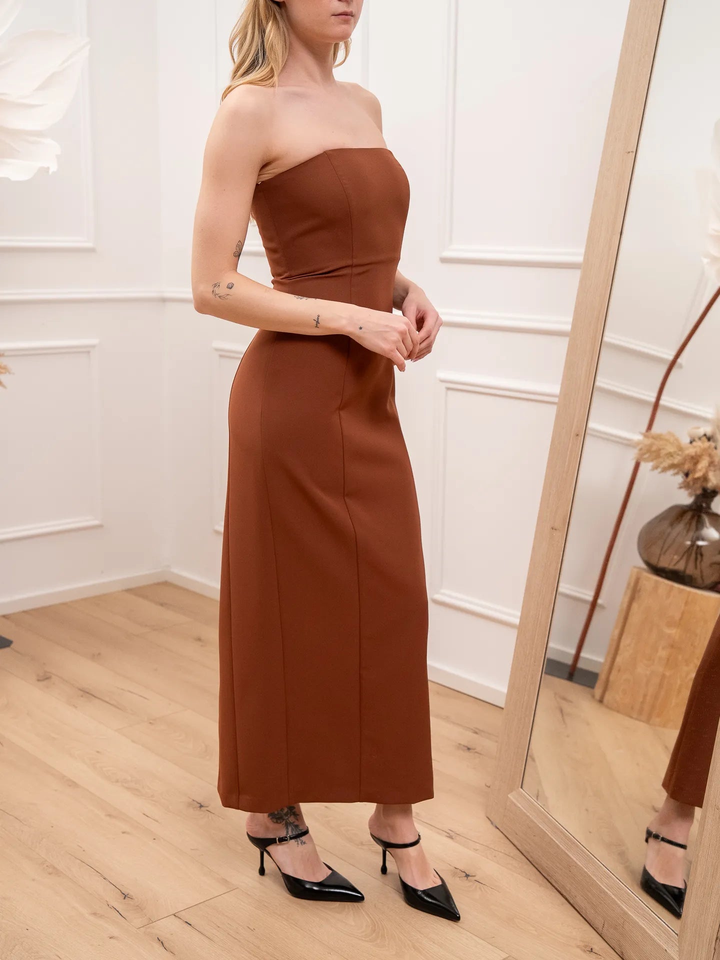 Vestito tubino aderente tabacco - Silence Limited