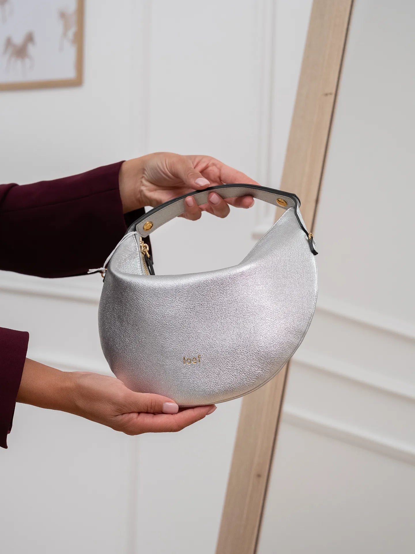 Borsa Lula in pelle laminata argento - Ioef