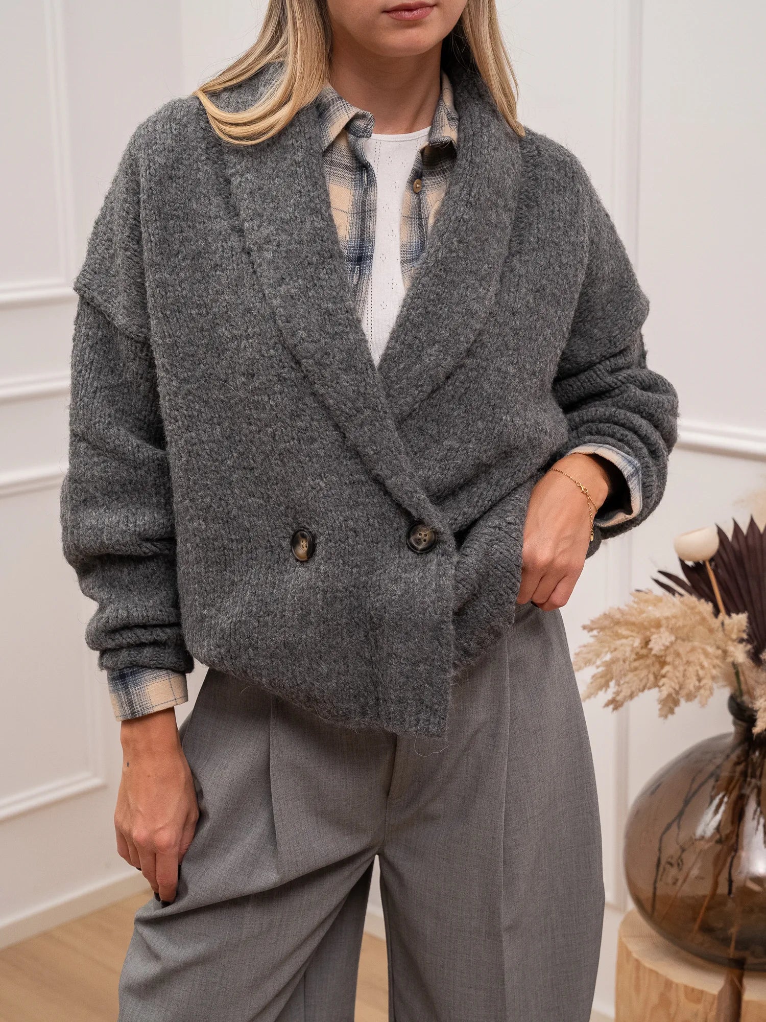 Cardigan doppiopetto misto lana - Vicolo