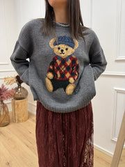 Maglia grigia teddy multicolor - Dixie