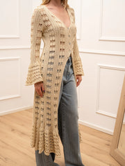 Maxi cardigan Pietrasanta crochet sabbia - Crispy