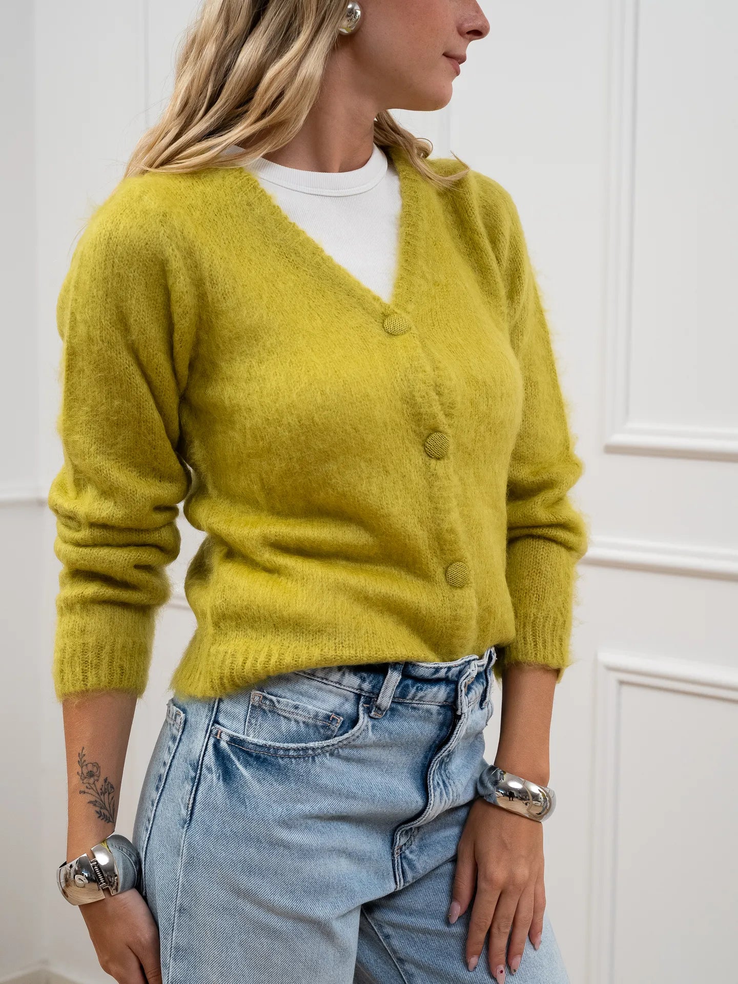 Cardigan macha con scollo a v e bottoni - Kontatto