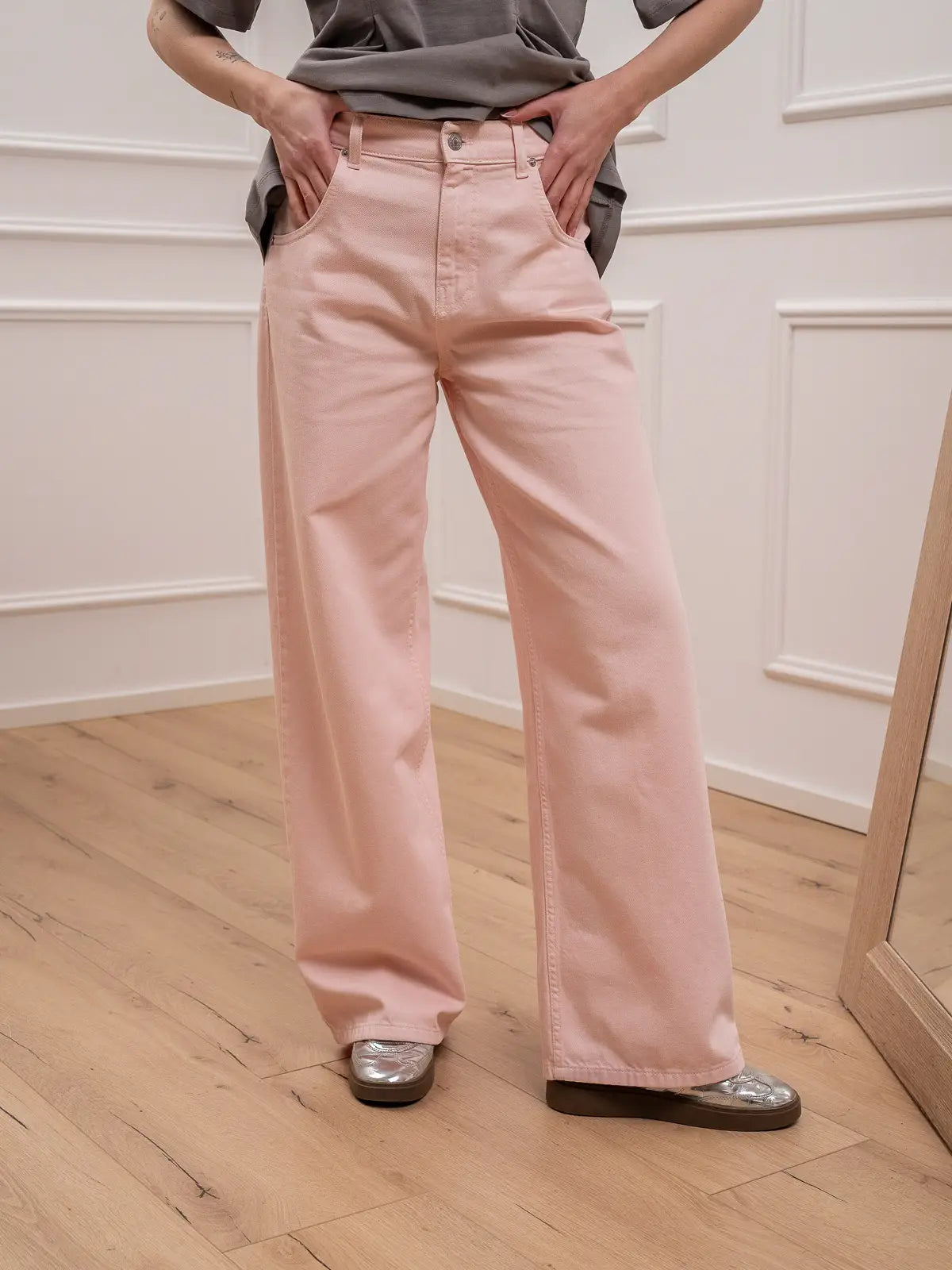 Jeans Mia denim rosa wide leg - Vicolo