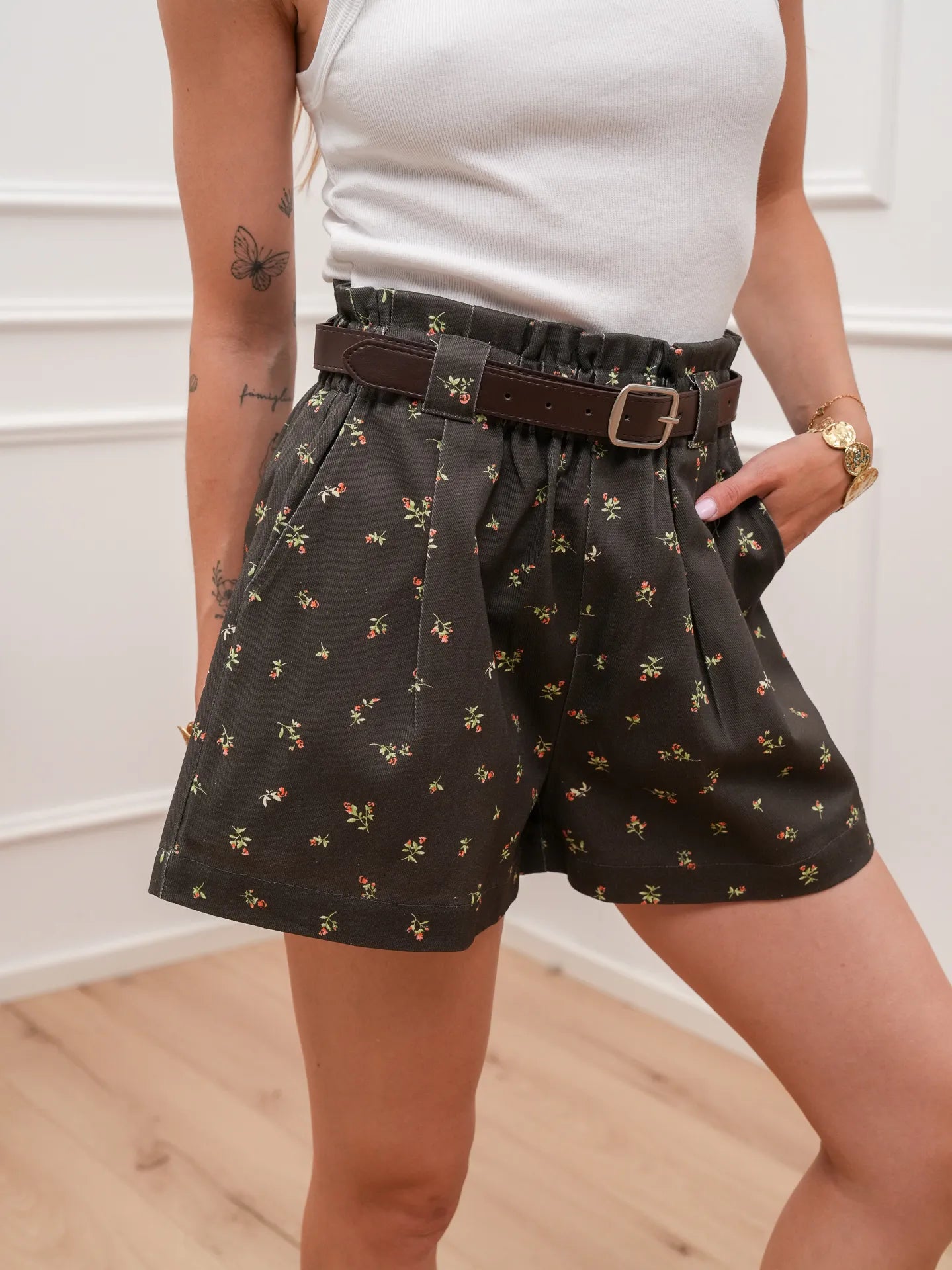 Shorts Blossom fondente con cintura - You Decide