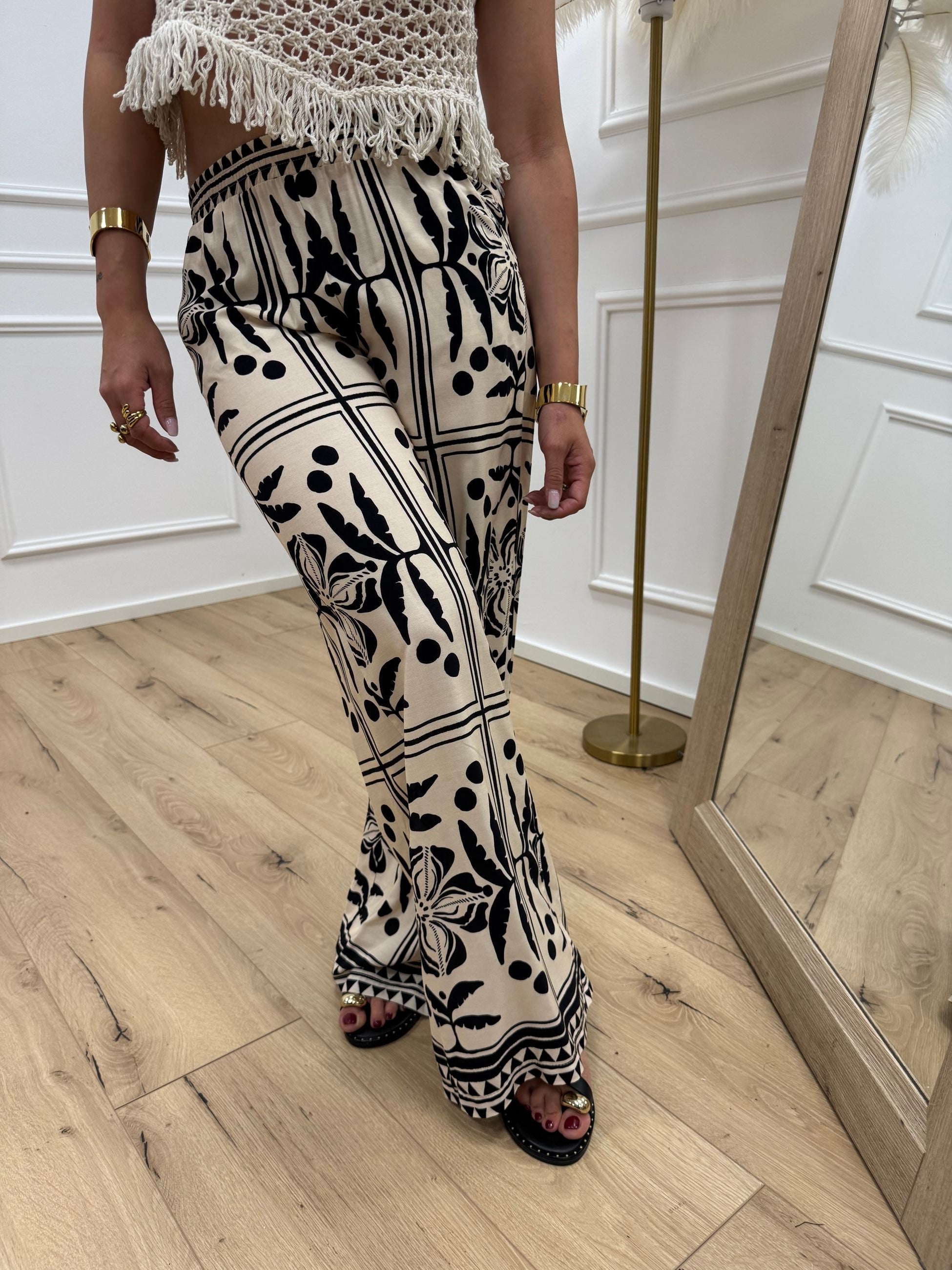 Pantaloni Botanique panna e nero - HaveOne