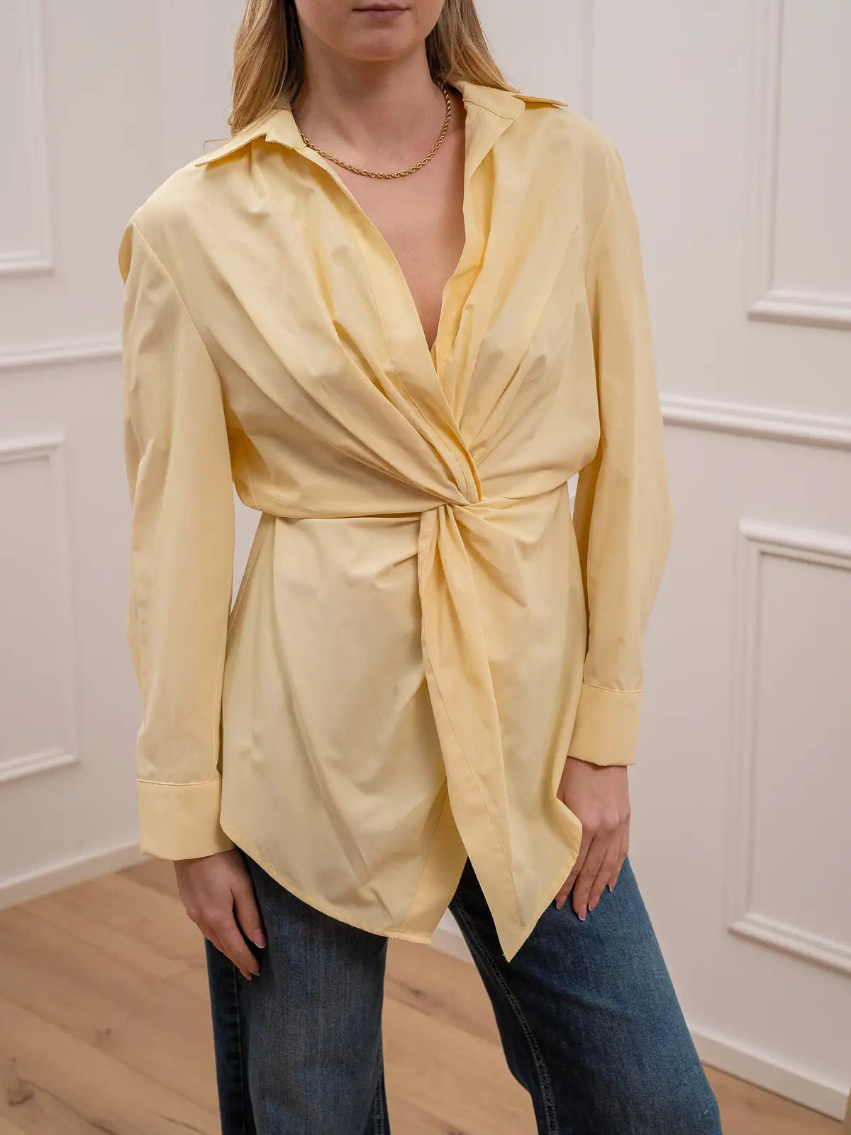 Camicia giallo burro con nodo - Tensione In
