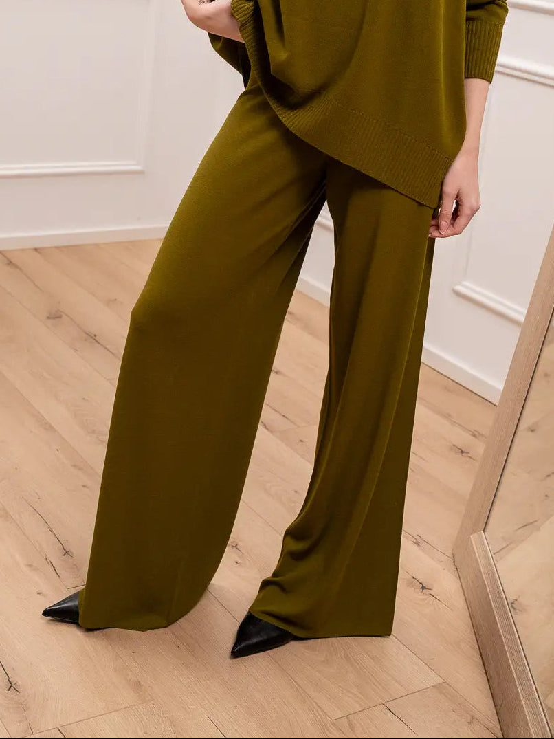 Pantaloni olio gamba ampia con molla in vita - Kontatto