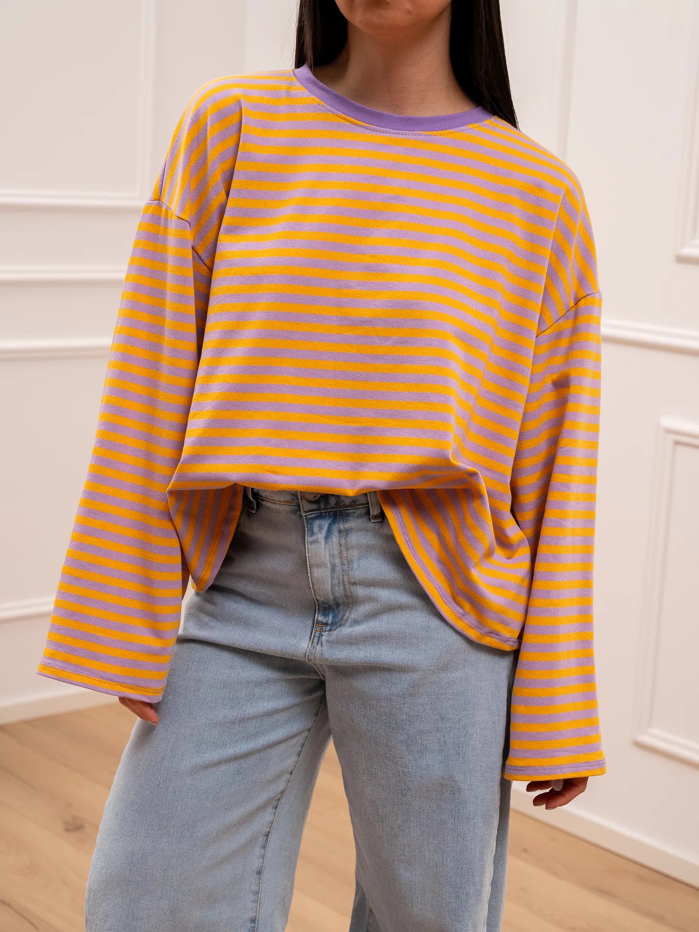 T shirt Stripe lilla e arancio - Crispy