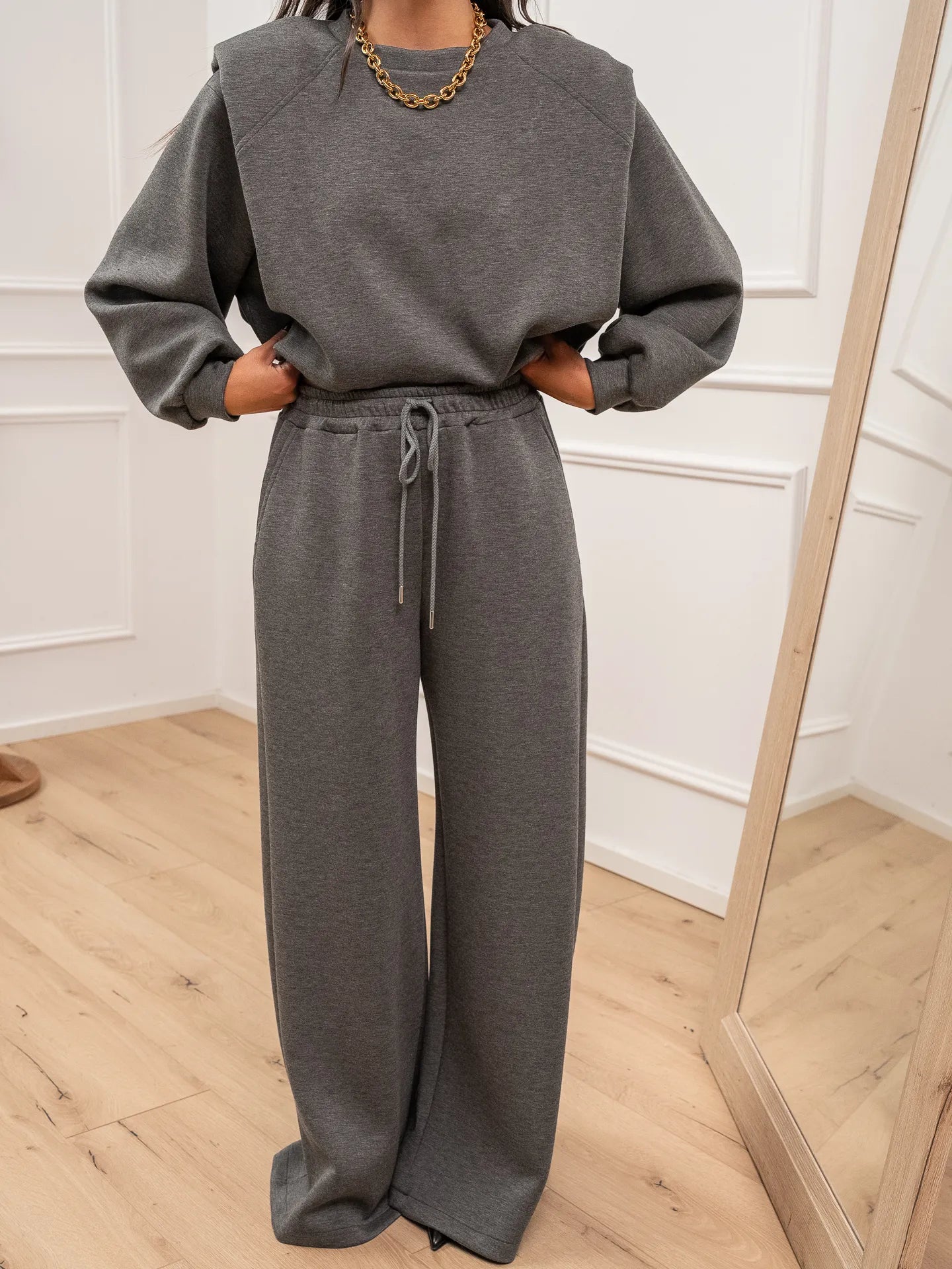 Pantaloni soft touch grigi con coulisse - HaveOne