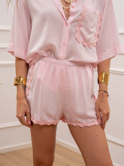Shorts mini rosa bordo ondulato - HaveOne