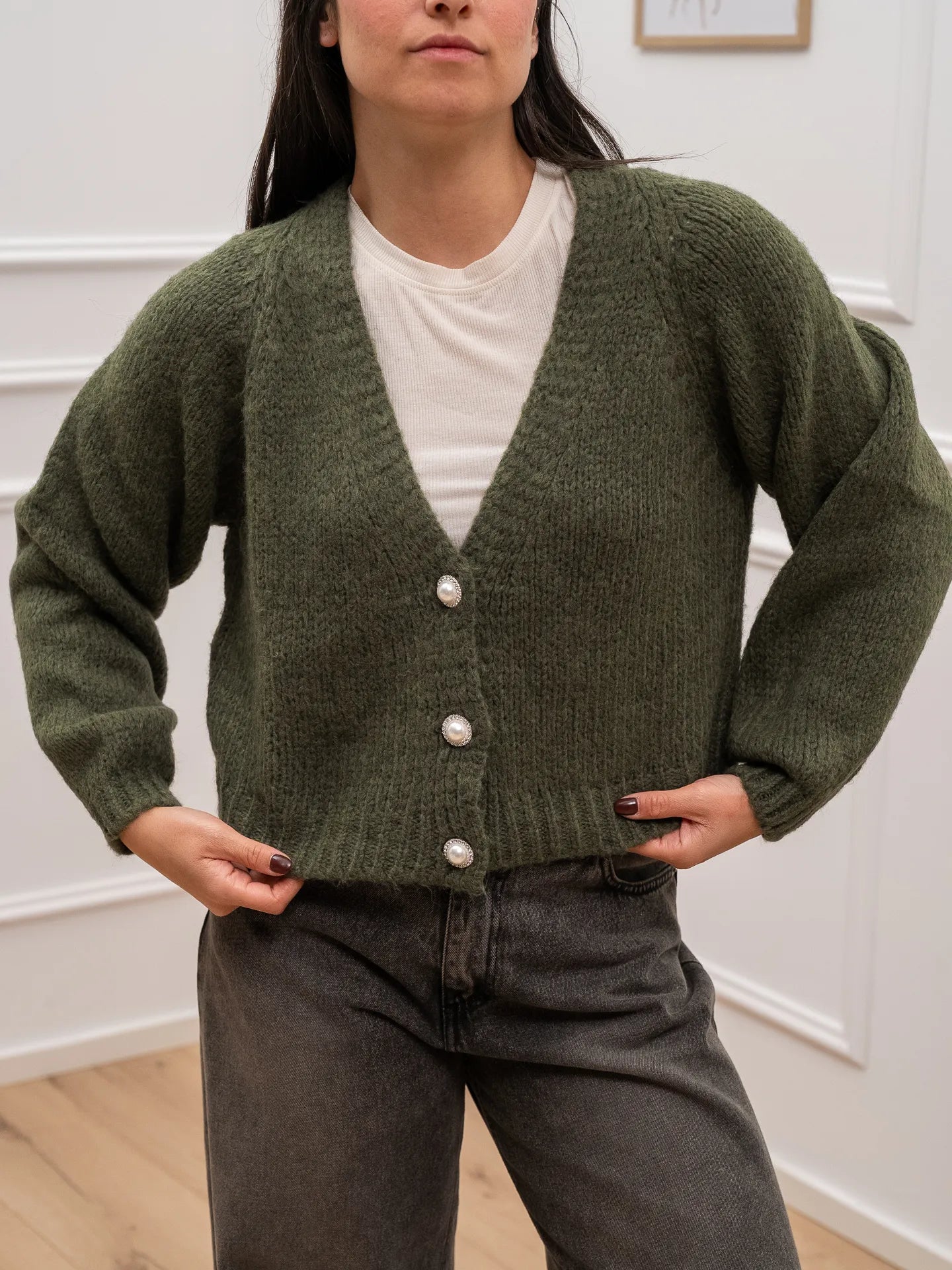 Cardigan militare tre bottoni gioiello - HaveOne