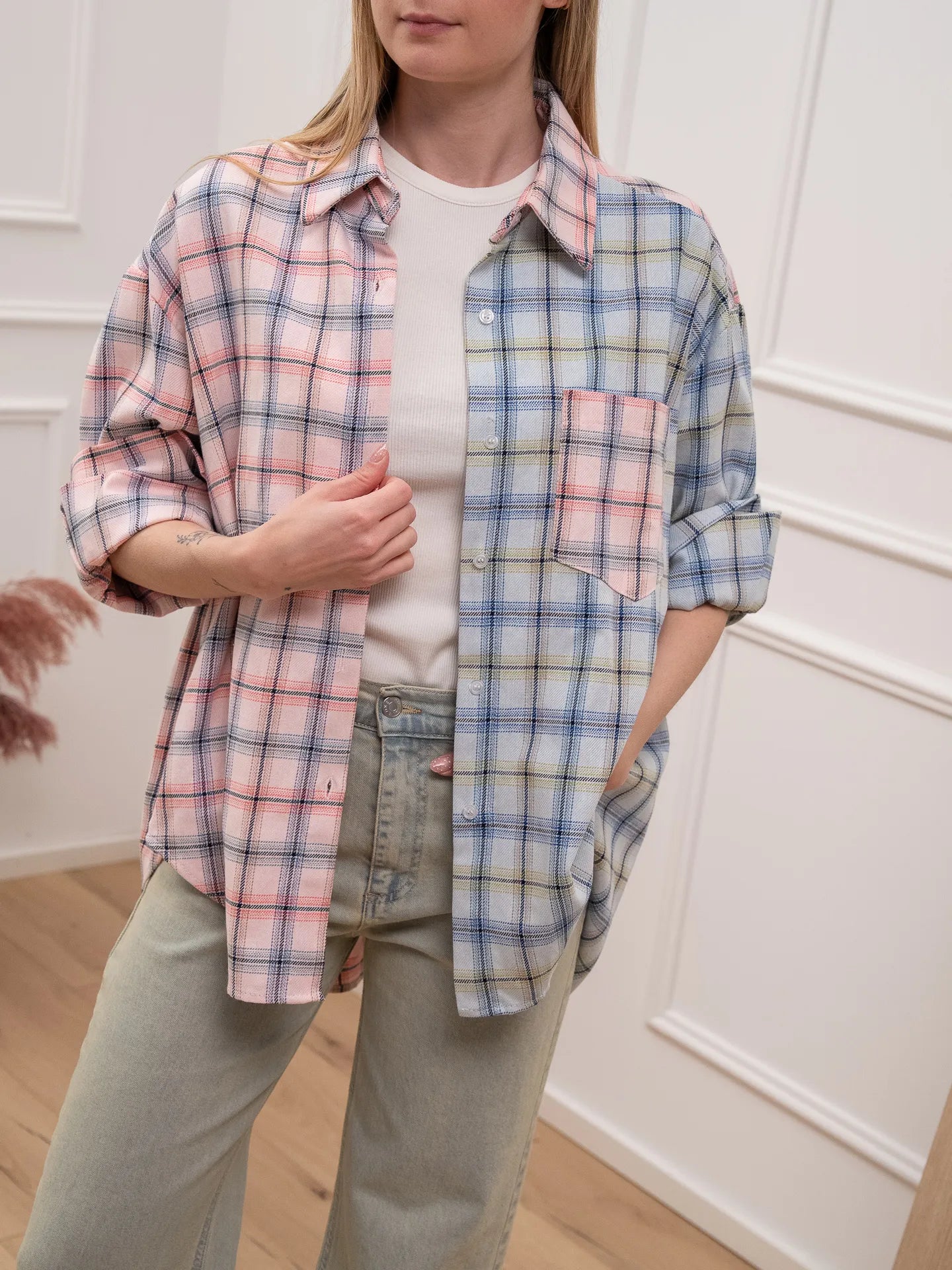 Camicia pic nic check celeste e rosa - Crispy