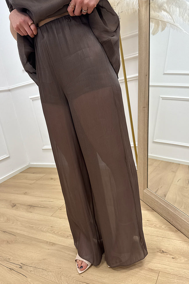 Pantaloni palazzo moka velato - Dixie