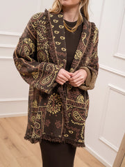 Cardigan etnico moka e giallo burro - Vicolo