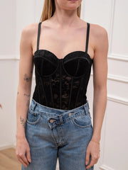 Corsetto in pizzo nero con stecche - HaveOne