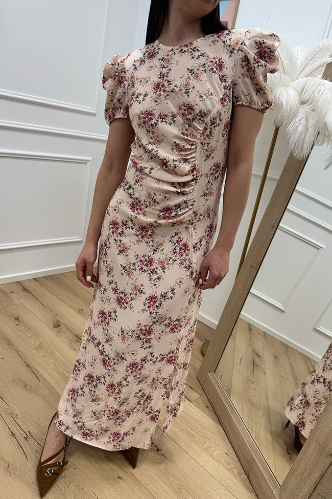 Vestito burro floreale con manica arricciata - Vicolo