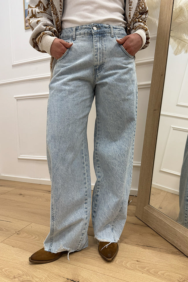 Jeans lavaggio chiaro effetto marmo taglio vivo - HaveOne