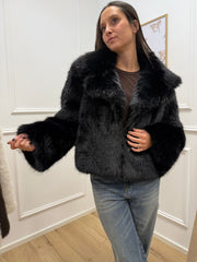 Pelliccia Sissy nera crop - HaveOne