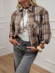 Camicia in flanella moro colletto strass - Vicolo