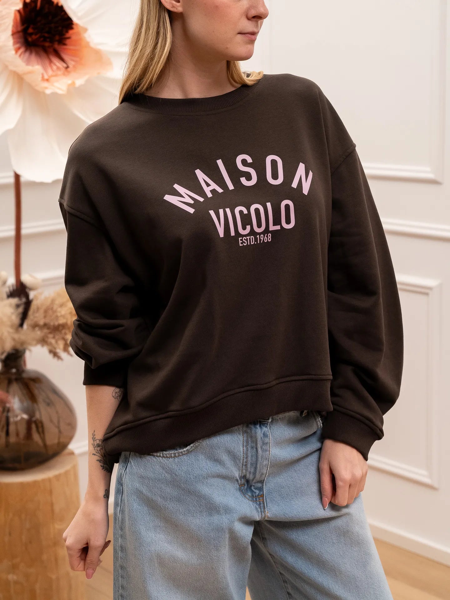 Felpa moka Maison Vicolo rosa - Vicolo