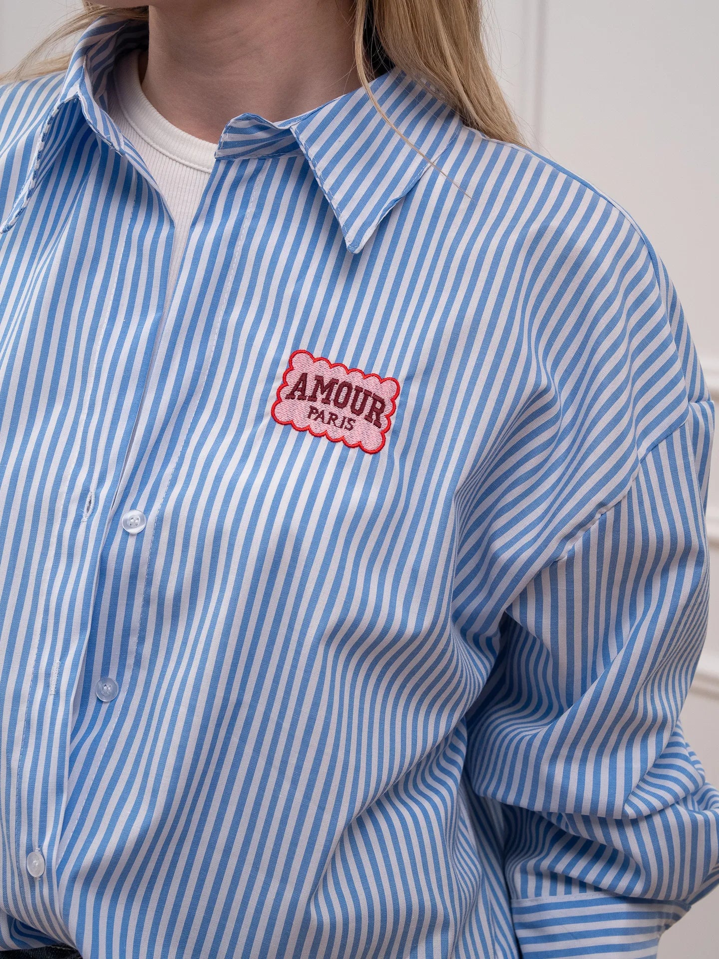Camicia Amour riga celeste - Crispy