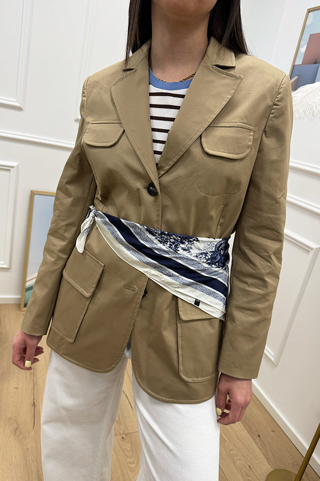 Giacca sabbia con tasche e foulard - Tensione In
