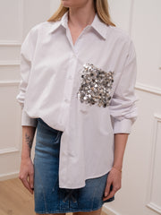 Camicia bianca over tasca paillettes - Tensione In