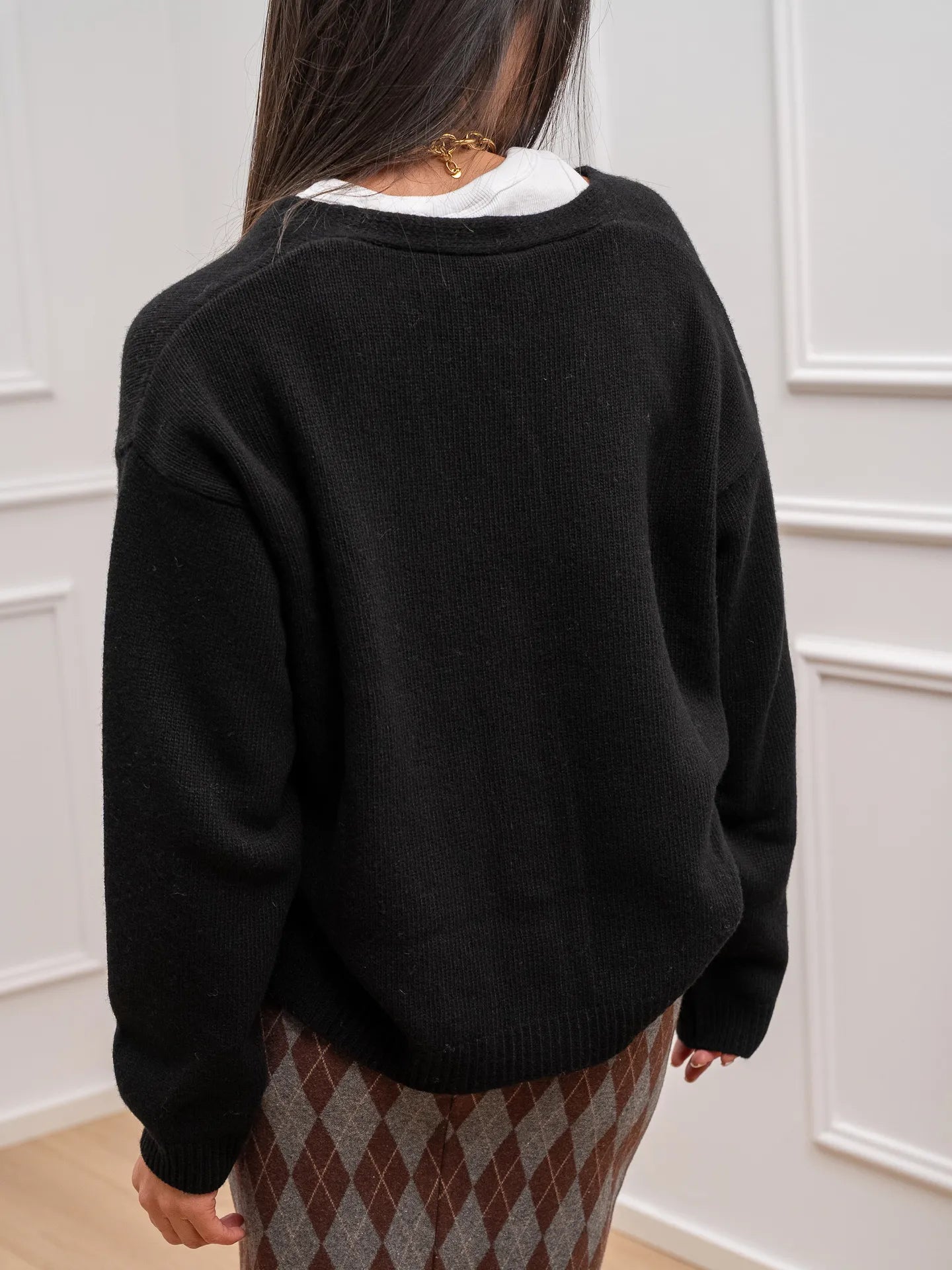 Cardigan basic nero con bottoncini - Tensione In