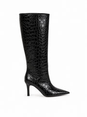 Stivale in cocco nero con tacco - Divine Follie