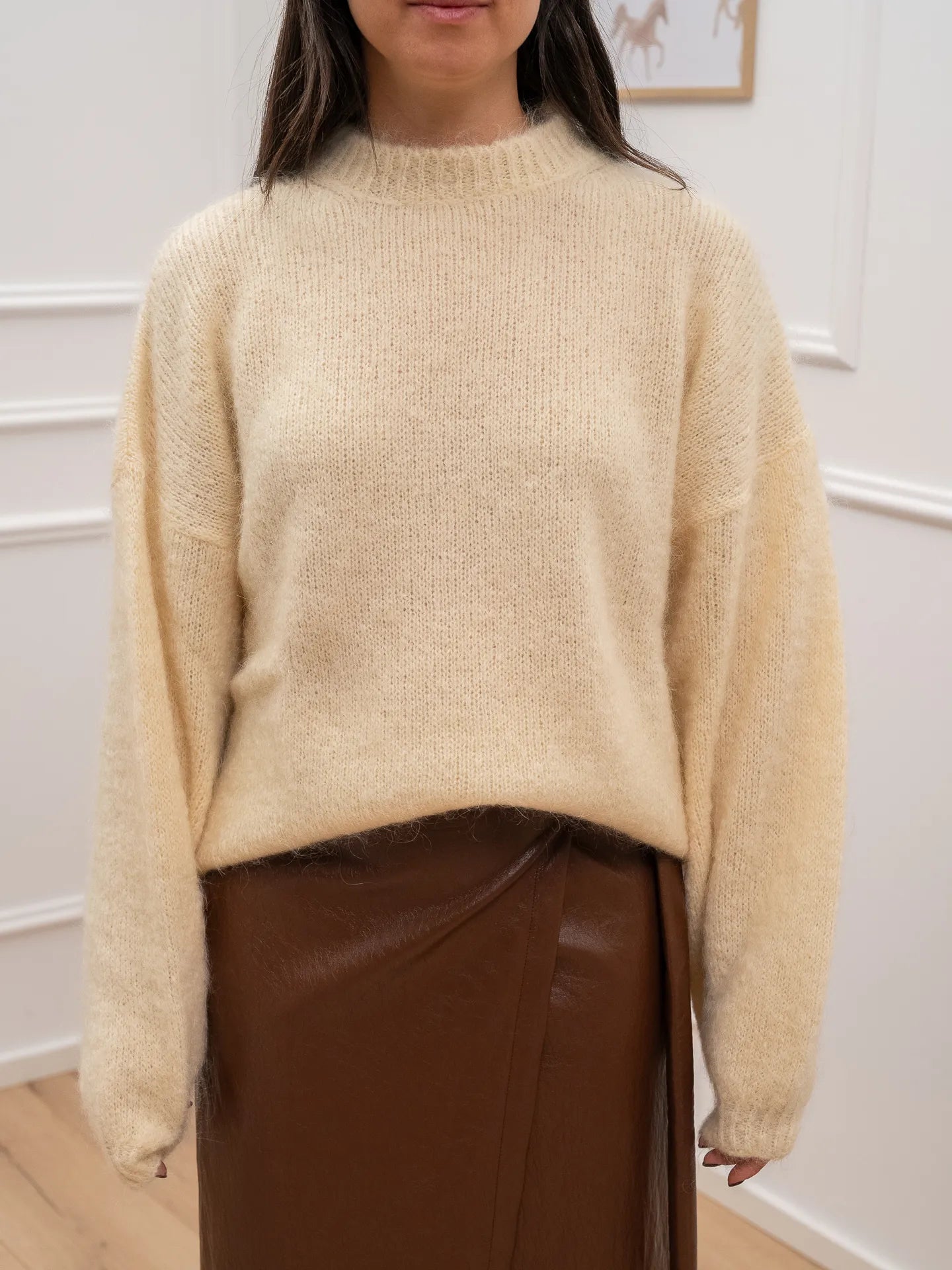 Maglia vaniglia manica palloncino misto mohair - Tensione In