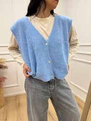 Gilet misto alpaca sky con bottoni - HaveOne