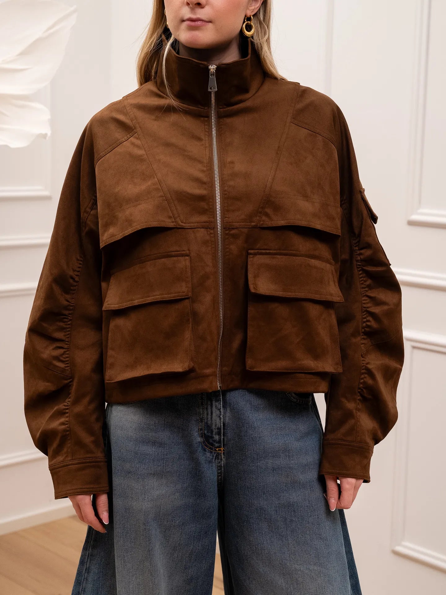 Bomber scamosciato cuoio multi tasche - Vicolo