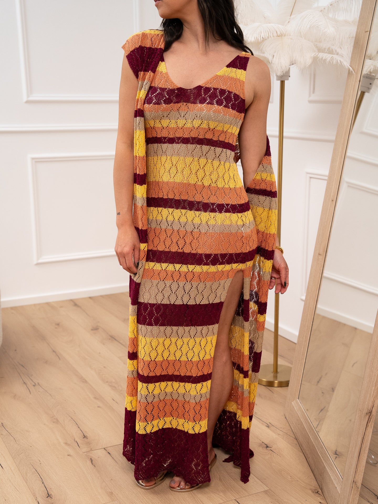 Vestito smanicato crochet multicolor filo lurex - Dixie