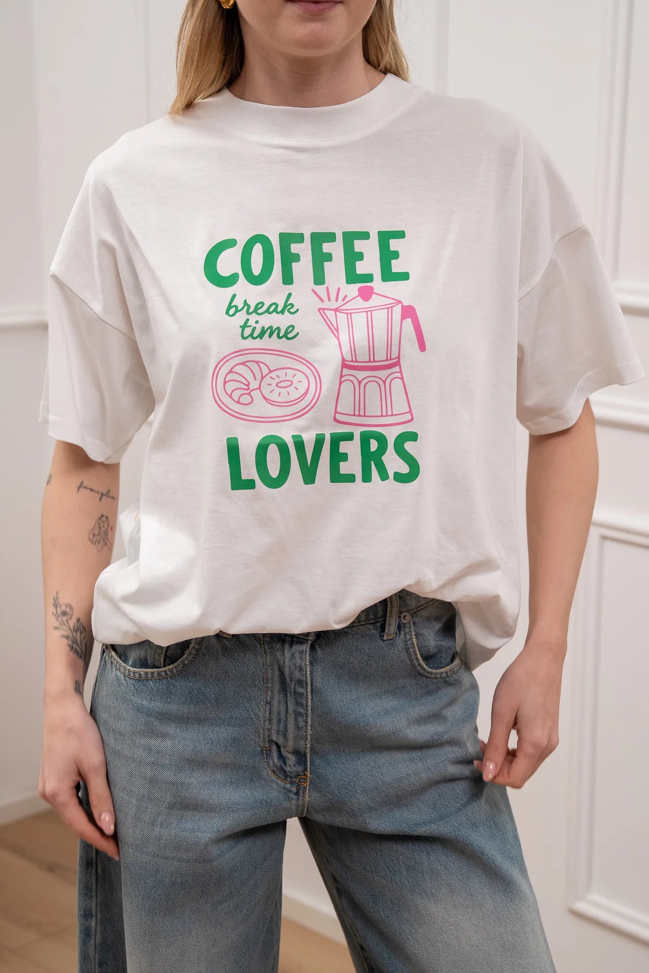 T shirt bianca Coffè Lovers - Vicolo