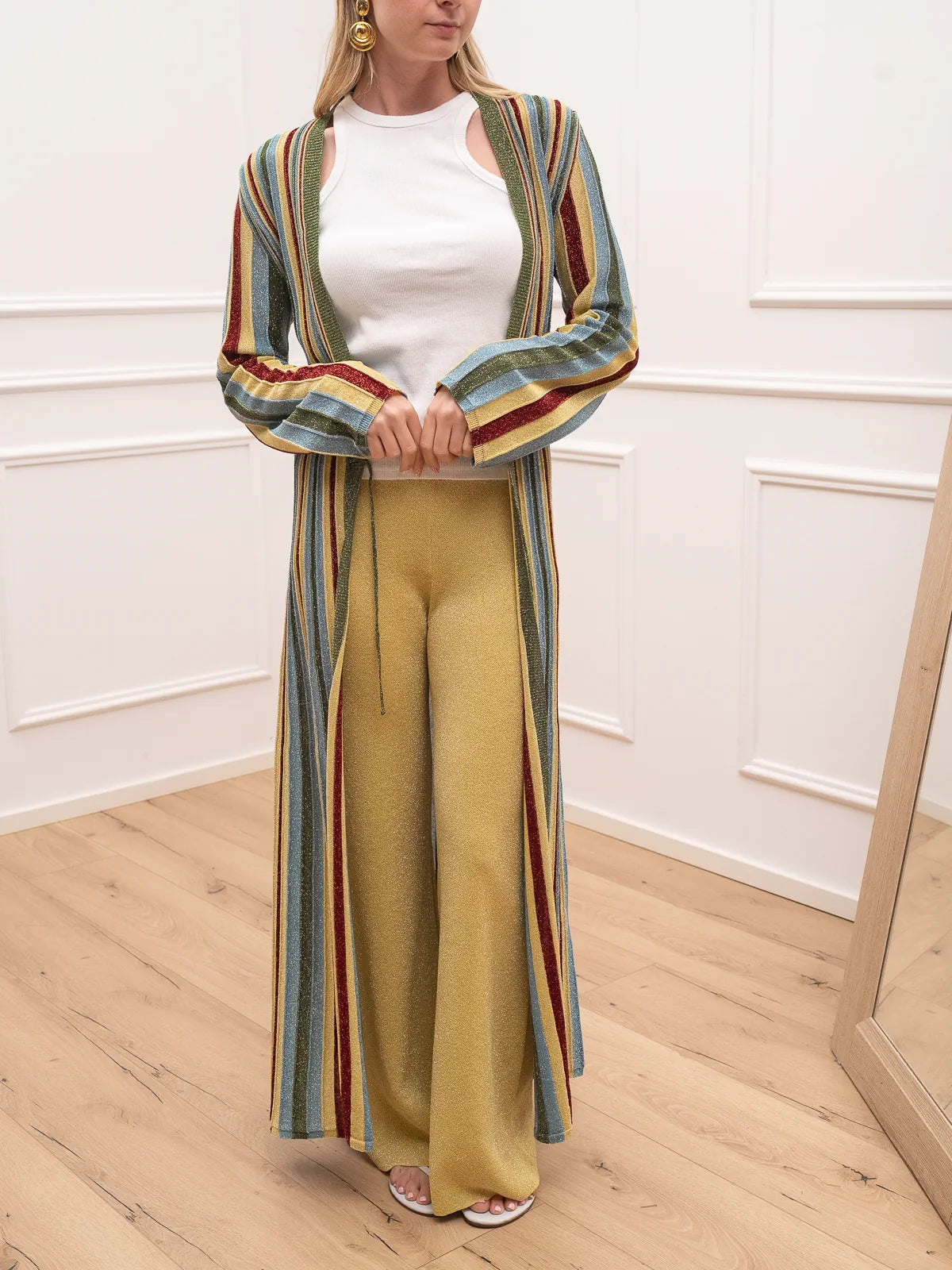 Cardigan lungo multicolor abete in lurex - The Loom Archive