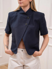 Giacca Iris crop blu con doppio bottone - HaveOne